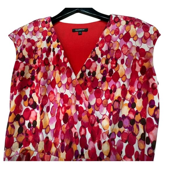 Glamour Womens A-Line Dress Size 6 Red PInk Spotted Design Bottom Ruffle - Picture 5 of 14
